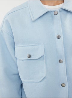 trendyol Blue Oversize Stamp Shacket Slim Jacket Coat TWOAW25MO00077  - Image 4