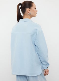 trendyol Blue Oversize Stamp Shacket Slim Jacket Coat TWOAW25MO00077  - Image 5