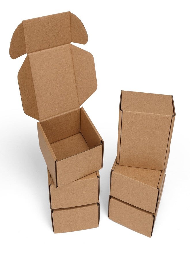 PHAREGE 4x4x2 inch Shipping Boxes 6 Pack Brown, Tab Lock Tuck Top Mailer Boxes for Packaging Small Business, Small Cardboard Gift Boxes for Wrapping Mailing Present - Image 1