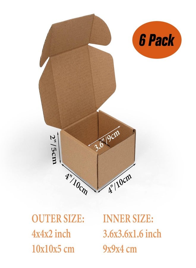 PHAREGE 4x4x2 inch Shipping Boxes 6 Pack Brown, Tab Lock Tuck Top Mailer Boxes for Packaging Small Business, Small Cardboard Gift Boxes for Wrapping Mailing Present - Image 2