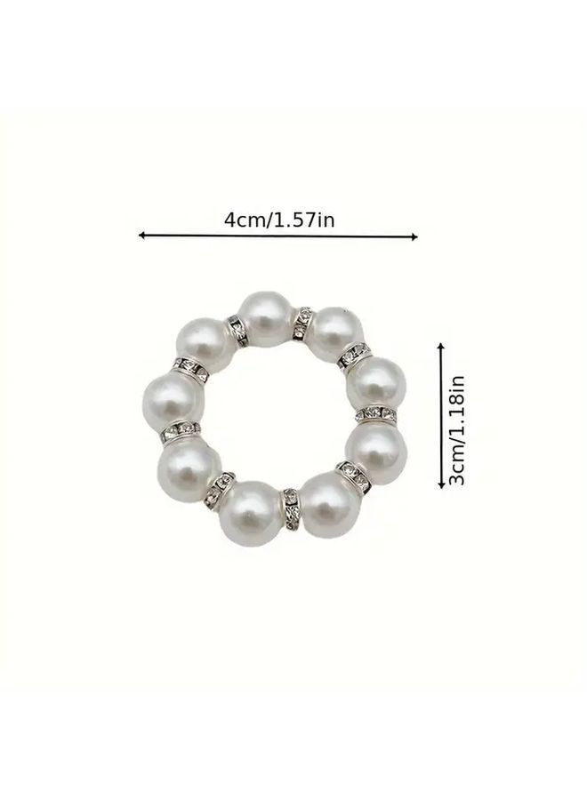 10pcs Elegant Pearl Napkin Rings for Weddings Party Dining Decor - Image 4