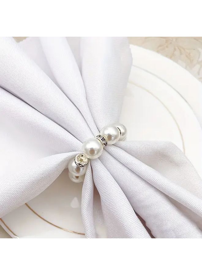 10pcs Elegant Pearl Napkin Rings for Weddings Party Dining Decor - Image 2