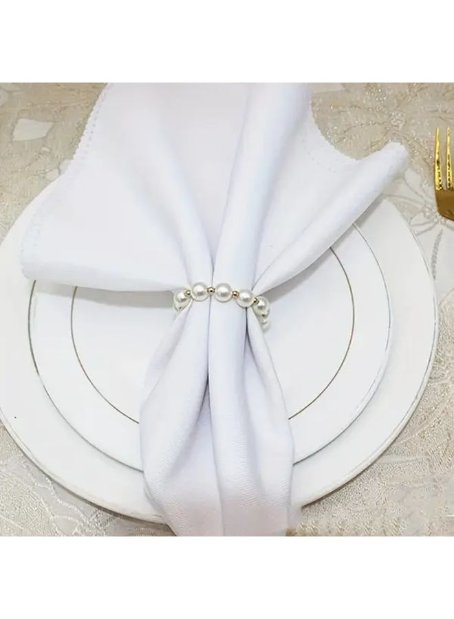 10pcs Elegant Pearl Napkin Rings for Weddings Party Dining Decor - Image 5