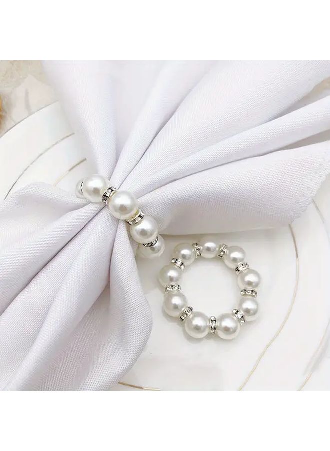 10pcs Elegant Pearl Napkin Rings for Weddings Party Dining Decor - Image 3
