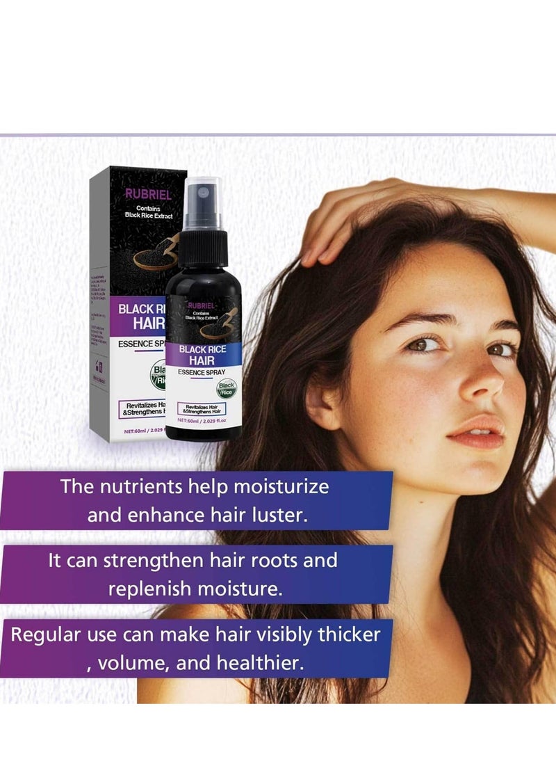 روبيريل بخاخ ماء الأرز الأسود لنمو الشعر، سيروم لنمو الشعر لتساقط الشعر والجفاف والأضرار، ترطيب عميق وتقوية وتكثيف وتنعيم الشعر مع تحكم في التجاعيد، مناسب للنساء والرجال 60 مل - Image 5