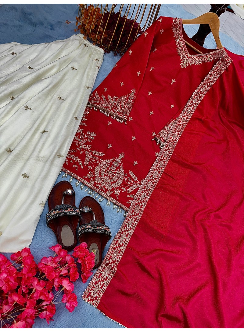 Super Asian Designer Heavy Silk Salwaar Set with 5 mm Sequin Embroidery & Fancy Dupatta – Premium Festive Wear  - Image 2