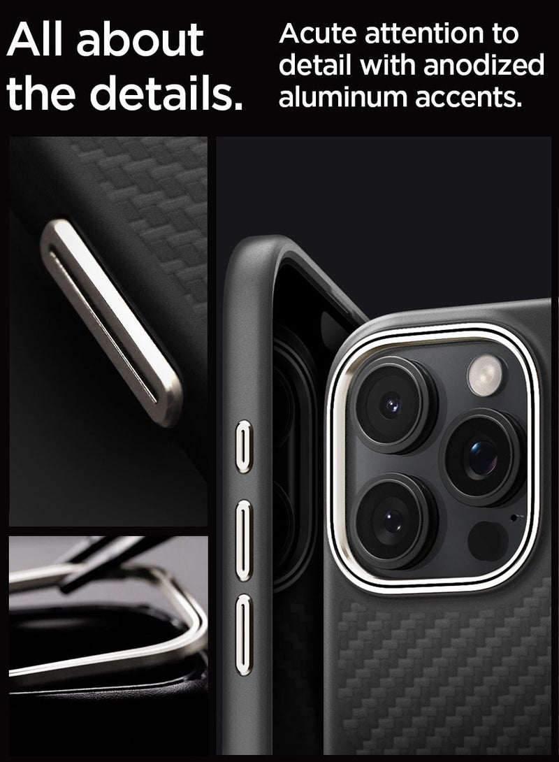 Spigen Enzo Aramid Fiber MagFit iPhone 16 PRO Case Cover with Magsafe (2024) - Black Natural - Image 5