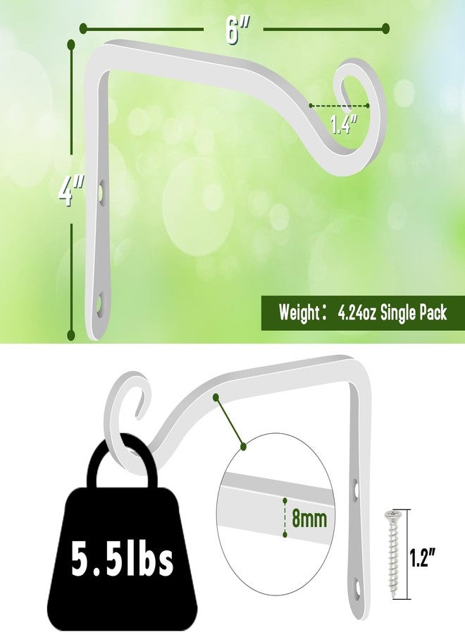 FEED GARDEN Wall Hook Hanging Plant Bracket 6 Inch, Decorative Straight Plant Hanger for Hanging Bird Feeders, Wind Chimes, Flower Baskets, Yoga Mat, Indoor/Outdoor Use 2 Pack,White - Image 2