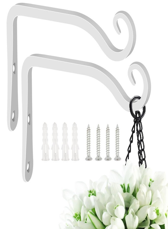 FEED GARDEN Wall Hook Hanging Plant Bracket 6 Inch, Decorative Straight Plant Hanger for Hanging Bird Feeders, Wind Chimes, Flower Baskets, Yoga Mat, Indoor/Outdoor Use 2 Pack,White - Image 1