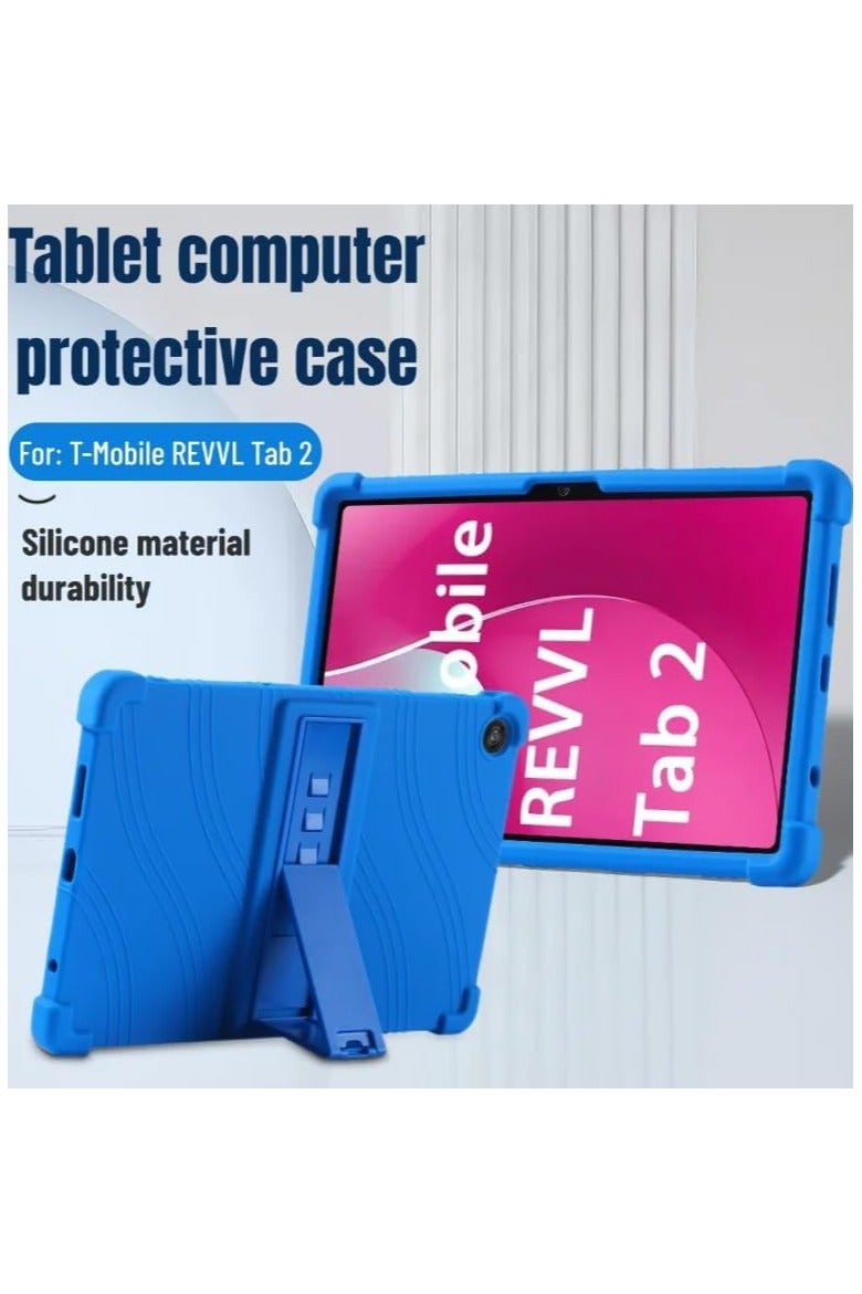 عام غطاء متوافق مع لوحي T-Mobile REVVL Tab 2 5G 2025 مقاس 10.1 بوصة - غطاء سيليكوني مقاوم للصدمات خفيف الوزن مع حامل قابل للتعديل، يوفر حماية دقيقة للجهاز - Image 2
