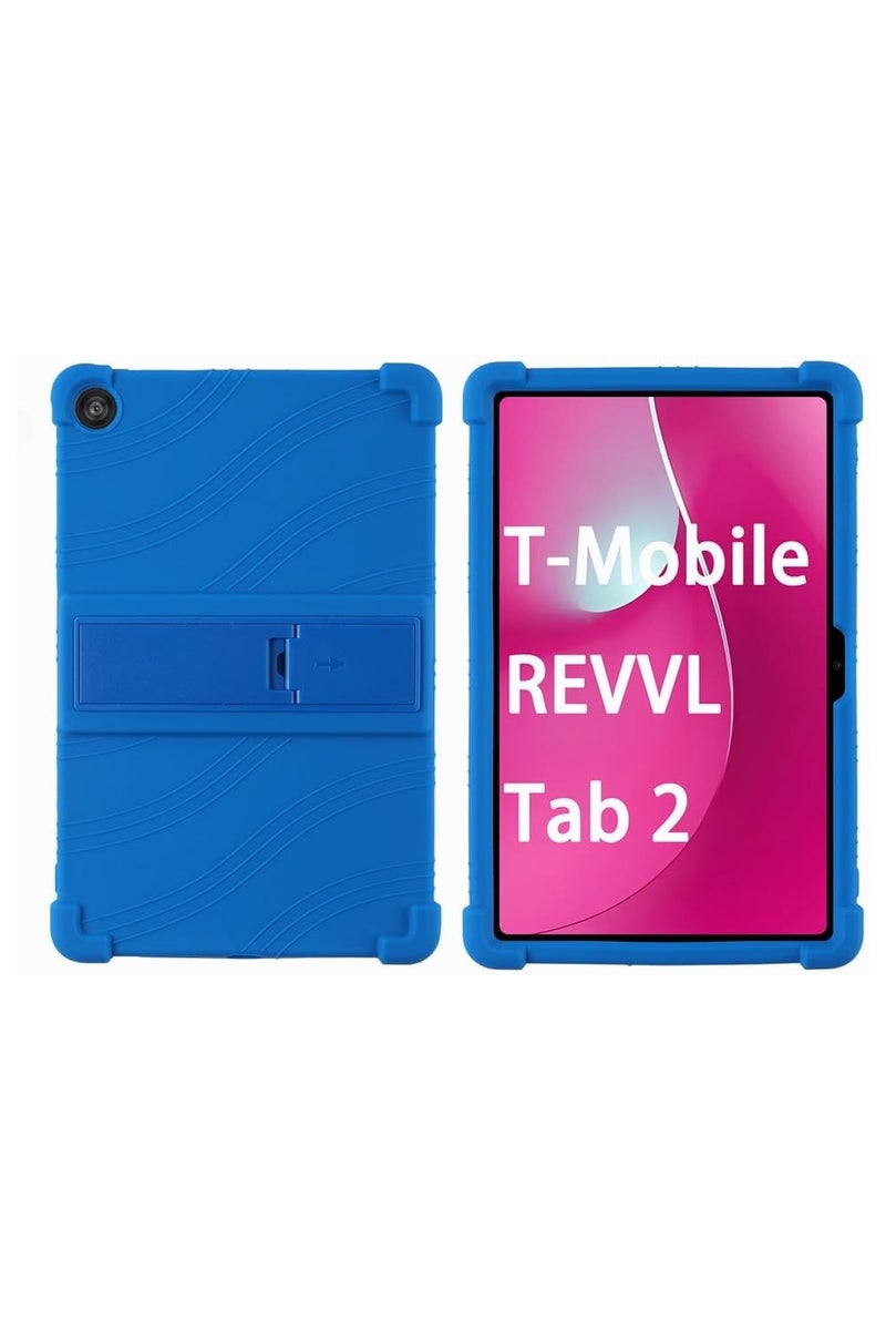 عام غطاء متوافق مع لوحي T-Mobile REVVL Tab 2 5G 2025 مقاس 10.1 بوصة - غطاء سيليكوني مقاوم للصدمات خفيف الوزن مع حامل قابل للتعديل، يوفر حماية دقيقة للجهاز - Image 1