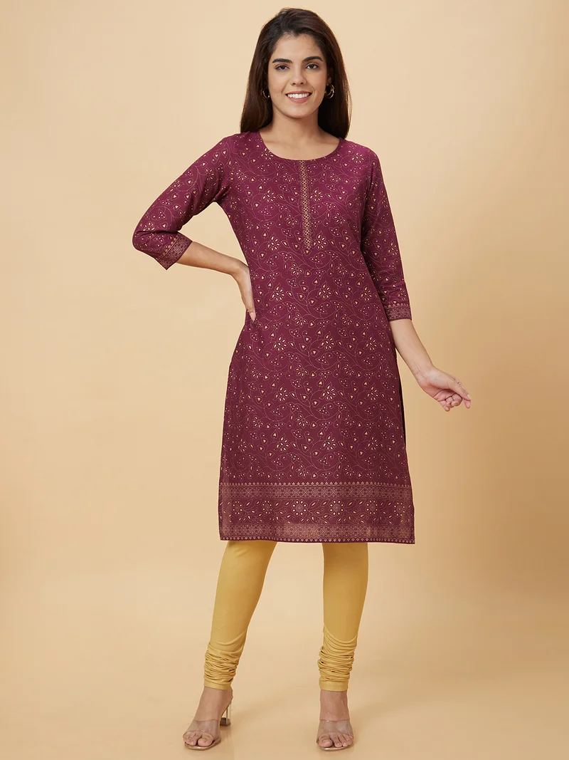 جلو باص Globus Women Ethnic Motifs Printed Straight Cotton Kurta