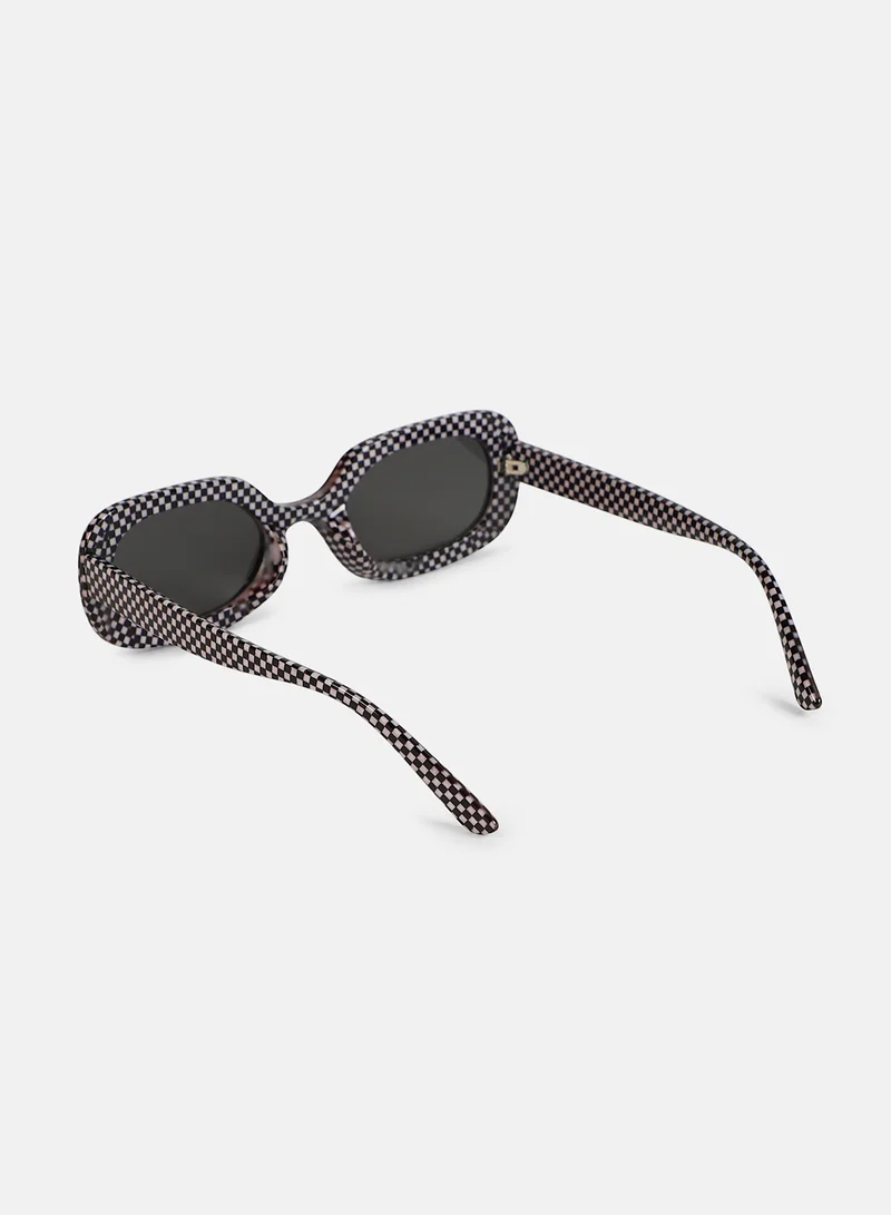 Haute Sauce Haute Sauce Women's The Zany Retro Rectangular Sunglass For Casual Wear | One-Size | Onyx Black Polycarbonate Frame | Midnight Black Full Colour Polarized Lens | Full Rim | Eyewear For Woman & Girls