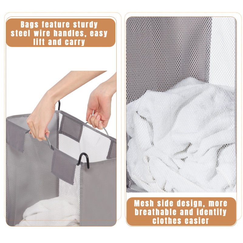 STORAGE MANIAC 3-Section Laundry Sorter with Foldable Ironing Board, Heavy-Duty Rolling Laundry Cart with and Removable Bags, Triple Laundry Hamper with Wheels, Dark Grey - Image 5