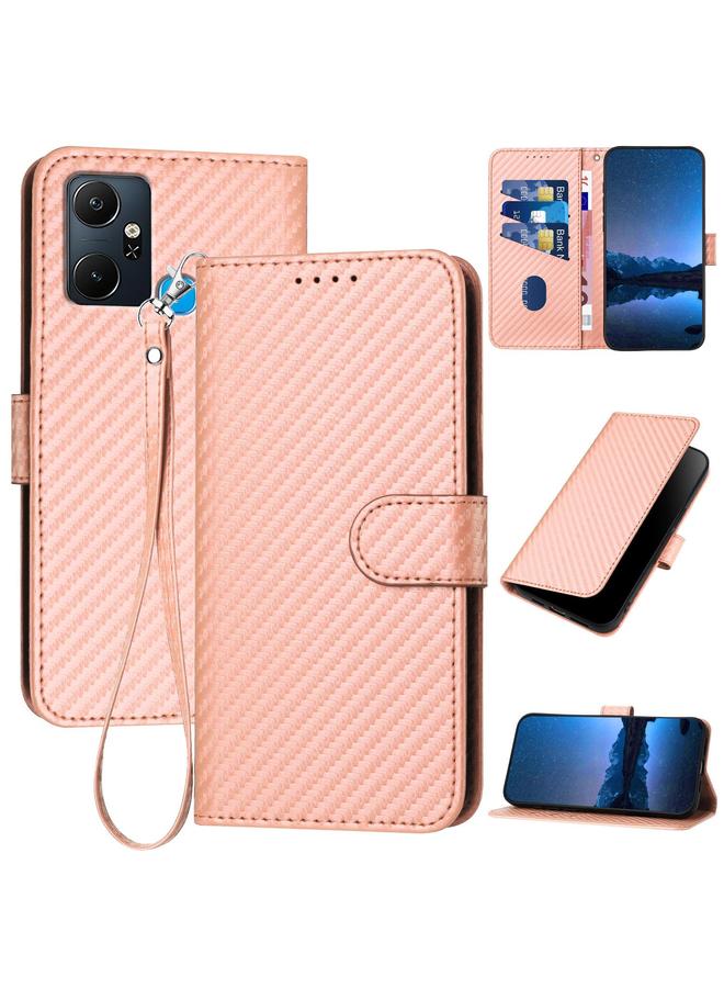 Zaboon Case For Infinix Smart 6 Plus India YX0070 Carbon Fiber Buckle Leather Phone Case with Lanyard - Image 1