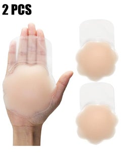 HY Reusable Adhesive Silicone Skin Color Invisible Self Breast Pads Breathable A-F Cup For Women, Plum Blossom Shape  - Image 1