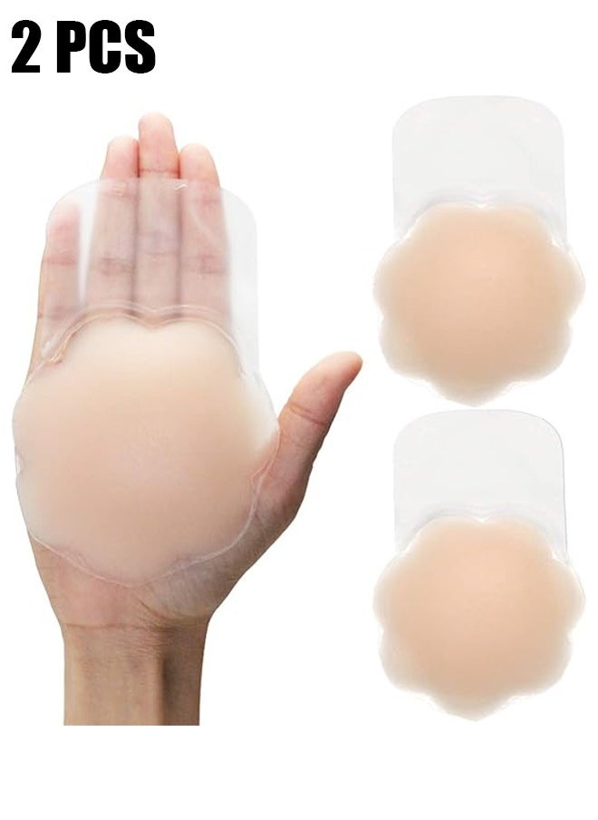HY Reusable Adhesive Silicone Skin Color Invisible Self Breast Pads Breathable A-F Cup For Women, Plum Blossom Shape  - Image 1