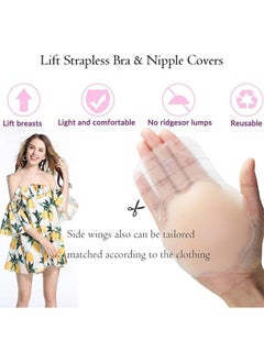 HY Reusable Adhesive Silicone Skin Color Invisible Self Breast Pads Breathable A-F Cup For Women, Plum Blossom Shape  - Image 3