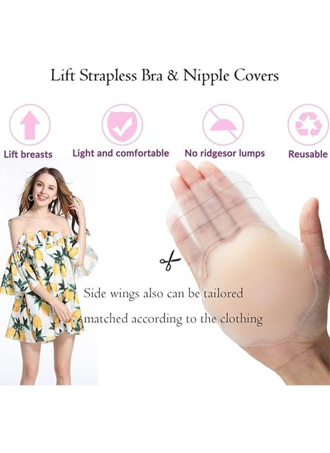 HY Reusable Adhesive Silicone Skin Color Invisible Self Breast Pads Breathable A-F Cup For Women, Plum Blossom Shape  - Image 3
