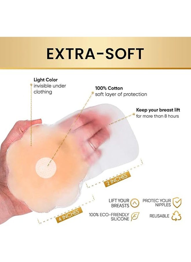 HY Reusable Adhesive Silicone Skin Color Invisible Self Breast Pads Breathable A-F Cup For Women, Plum Blossom Shape  - Image 4