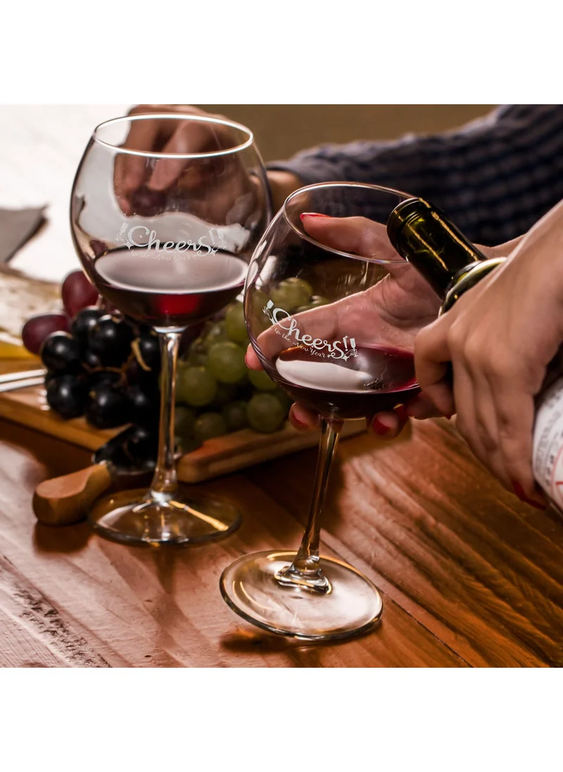 Hediye Sepeti Gift Basket Cheers Designed New Year Concept Piedmont Wine Glass Set