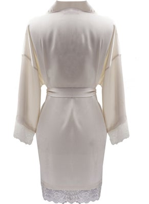 Magic Form 37430 Women's Ecru Crepe Satin Lace Dressing Gown  - Image 3