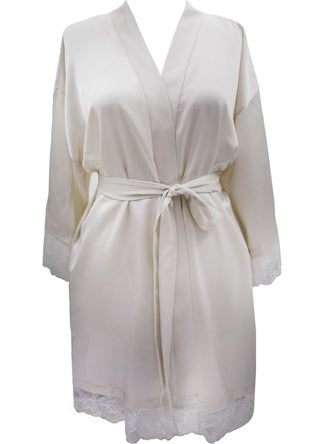 Magic Form 37430 Women's Ecru Crepe Satin Lace Dressing Gown  - Image 2