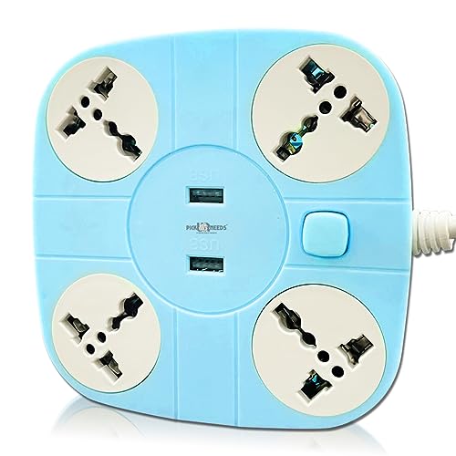 Pick Ur Needs Extension/Cord/Board/Switch/Power Strip with 2 USB Charging Ports and 4 Socket - 10 Amp Heavy Duty for Multiple Devices Smartphone Tablet Laptop - Image 1