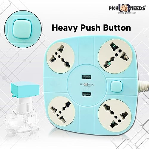 Pick Ur Needs Extension/Cord/Board/Switch/Power Strip with 2 USB Charging Ports and 4 Socket - 10 Amp Heavy Duty for Multiple Devices Smartphone Tablet Laptop - Image 5