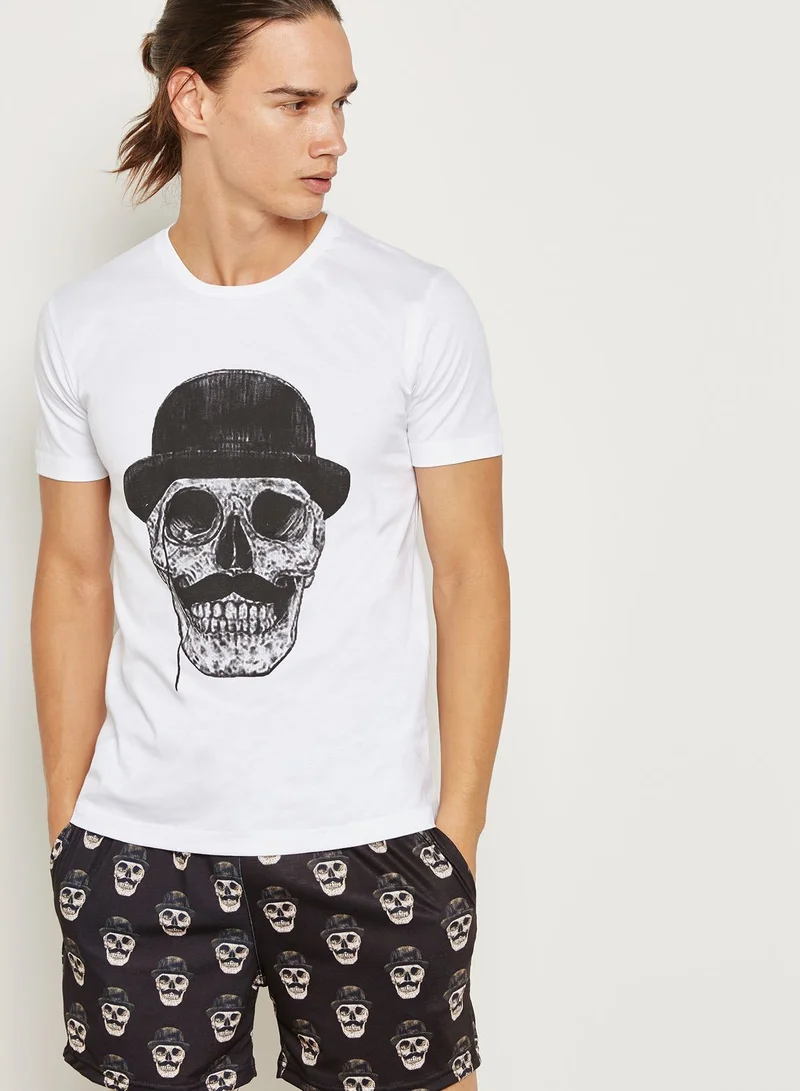 Lounge District Halloween Skull Pajama Set