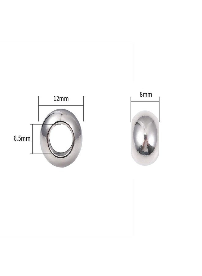 BEADIA Stainless Steel Spacer Beads 12x8mm Round Loose Charm Caps Beads for DIY Jewelry Making 10pcs with 6.5mm Hole - Image 2