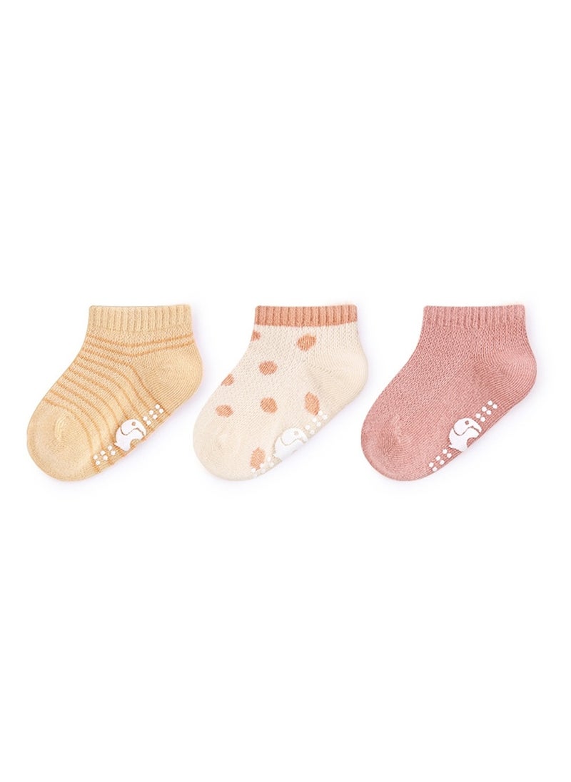 Generic - 3 pairs of baby socks thin cute cartoon non-slip cotton socks - Image 1