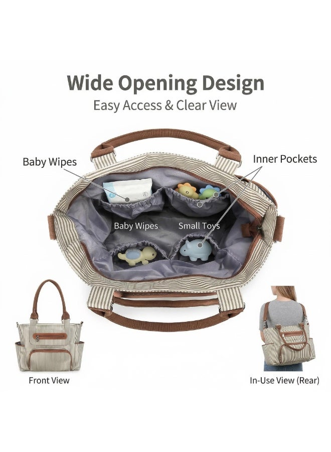 Multifunctional Waterproof Diaper Bag 7-Piece Set with Stroller Clips, Large Capacity Baby Tote with Changing Pad, Bottle Bag & Accessories, Travel Diaper Bag for New Mom Essentials, Machine Washable - Image 3