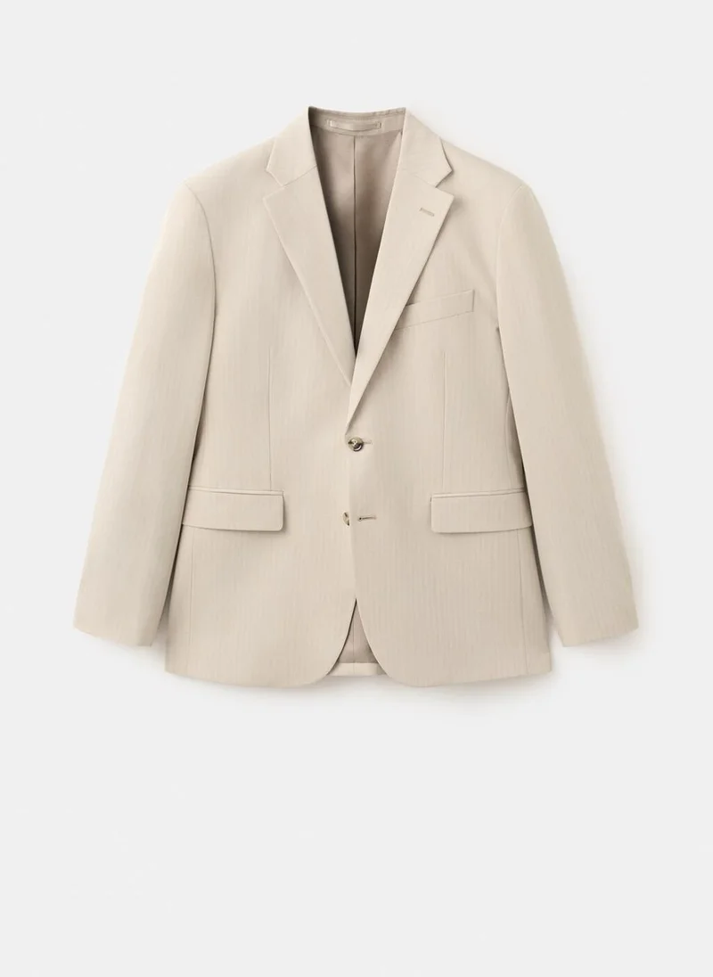 Mango Man 08-BEIGE Milan Slim-Fit Suit Blazer for Men | Best Price UAE