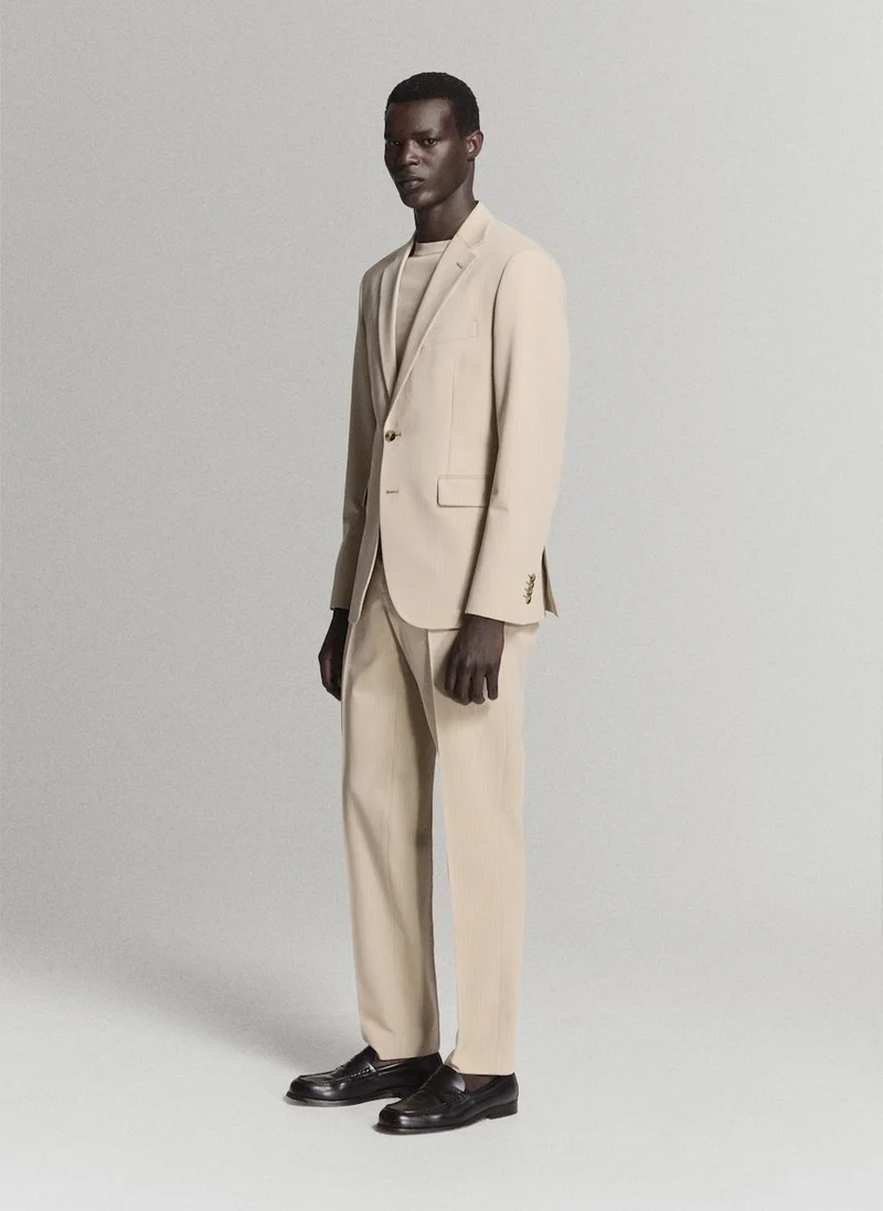 Mango Man 08-BEIGE Milan Slim-Fit Suit Blazer for Men | Best Price UAE