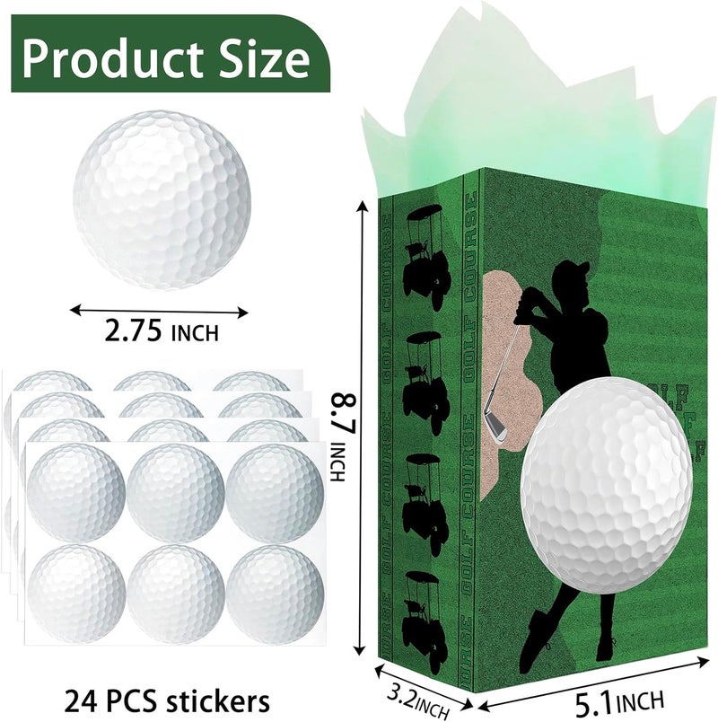 Outego Golf Party Favor Bags – 24 Pcs Golf Gift Bags with 5 Designs, Paper Goodie Bags for Sports Theme Birthday Party Decorations and Golf Event Supplies - Image 3