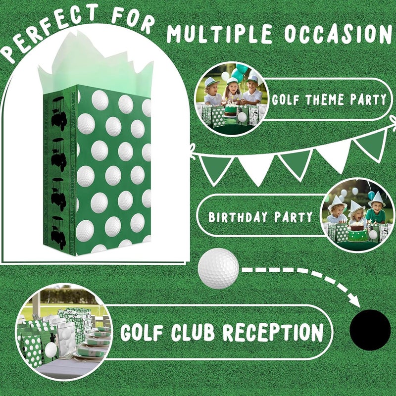 Outego Golf Party Favor Bags – 24 Pcs Golf Gift Bags with 5 Designs, Paper Goodie Bags for Sports Theme Birthday Party Decorations and Golf Event Supplies - Image 4