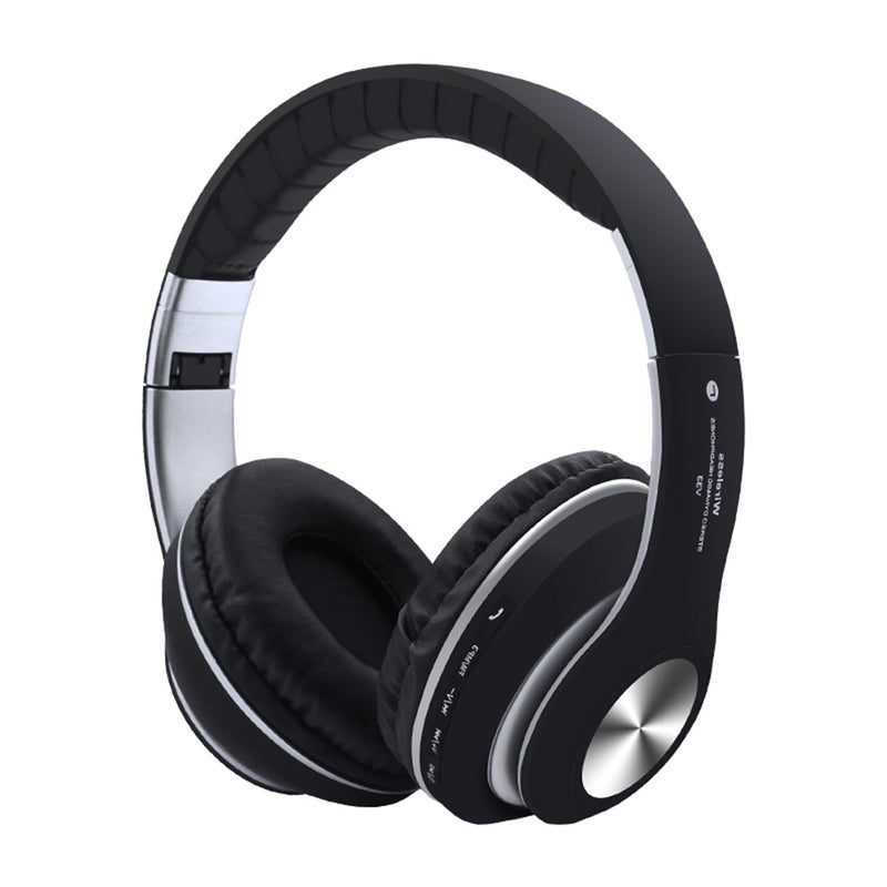 سماعة رأس لاسلكية قابلة للطي مزودة بتكنولوجيا البلوتوث مع ميكروفون أسود - Image 1