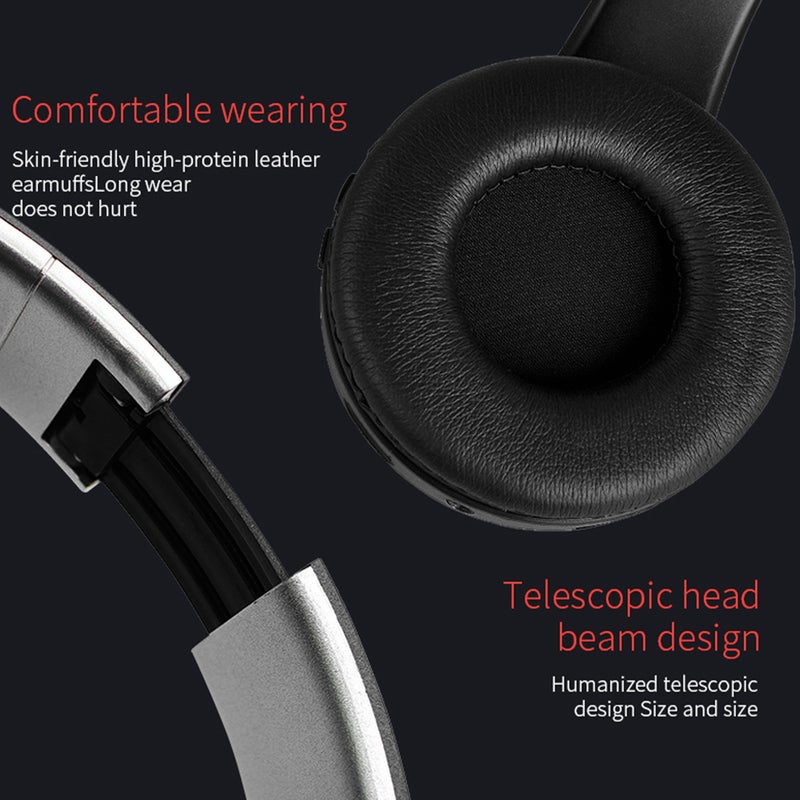 سماعة رأس لاسلكية قابلة للطي مزودة بتكنولوجيا البلوتوث مع ميكروفون أسود - Image 5