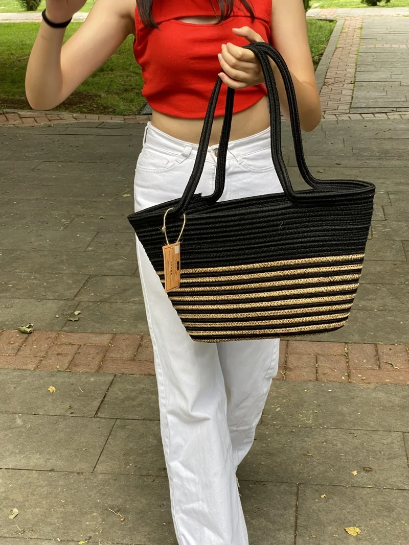 بدز ديري Jute Straw Look Handbag Beach Bag Shoulder Bag