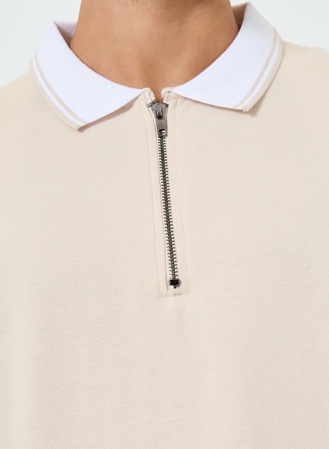 Styli Men Beige Oversize Knitted Polo - Image 3