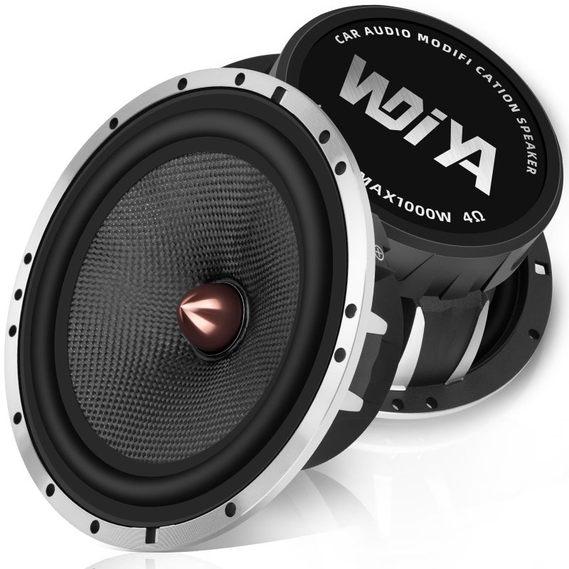 WDiYA Upgrade 6.5" Car Speakers 1000W Peak Power - High-Performance Carbon Fiber Cone Woofers, Bullet Head Design for Clear Bass & Stereo Sound, Door Audio System (2 Speakers) - Image 1