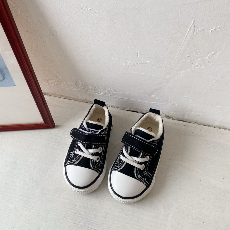 Children'S Fleece-Lined Canvas Shoes 2021 Winter New Korean Style Boys And Girls High-Top Fleece-Lined Board Shoes Baby Soft-Soled Cotton Shoes - Image 5