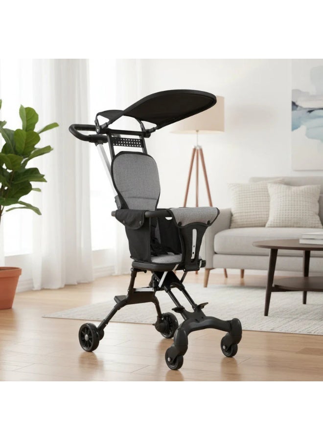 Portable Children's Stroller with One Button Folding High Landscape Travel Stroller - Image 3