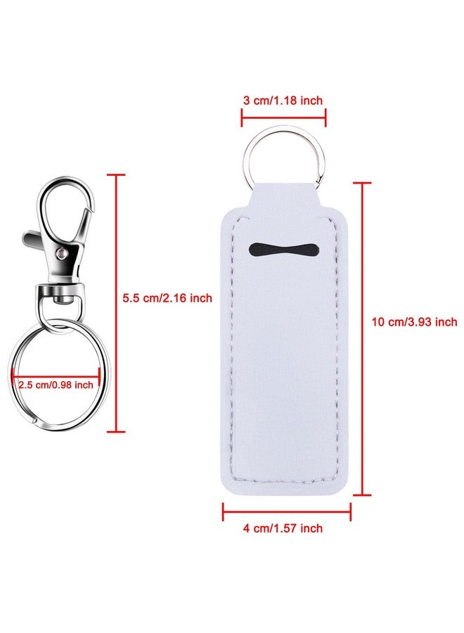 Duufin 20 Pieces Chapstick Holder Keychain Sublimation Chapstick Holder Blank Neoprene Lipstick Keychain Holder Metal Clip Cords Chapstick White Neoprene Chapstick Holder - Image 3