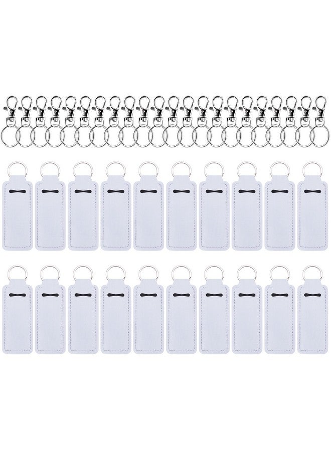Duufin 20 Pieces Chapstick Holder Keychain Sublimation Chapstick Holder Blank Neoprene Lipstick Keychain Holder Metal Clip Cords Chapstick White Neoprene Chapstick Holder - Image 1