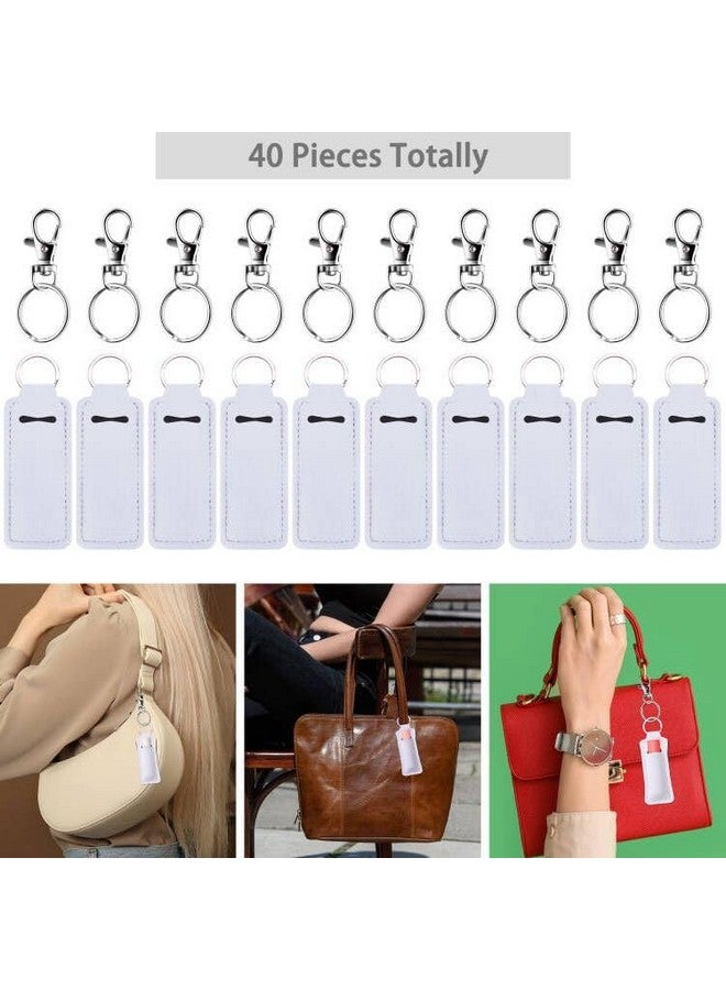 Duufin 20 Pieces Chapstick Holder Keychain Sublimation Chapstick Holder Blank Neoprene Lipstick Keychain Holder Metal Clip Cords Chapstick White Neoprene Chapstick Holder - Image 2