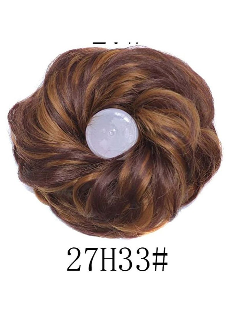 Estelle Eestelle messyBun Scrunchie with Elastic Rubber Band Ponytail Hair Extensions Updo Chignon Donut Ponytail Hairpiece Synthetic Tousled Hair for Women (#27H33) - Image 2