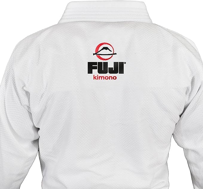 FUJI Kids All-Around Brazilian Style Jiu Jitsu Uniform with C0-Sized White Belt, White, Size C1 - Image 3