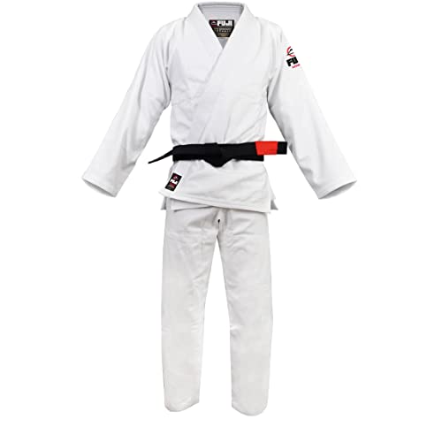 FUJI Kids All-Around Brazilian Style Jiu Jitsu Uniform with C0-Sized White Belt, White, Size C1 - Image 2